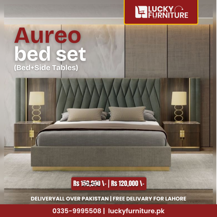 Aureo Bed + Side Tables